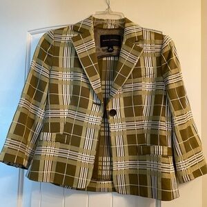 Banana Republic Women's Olive Plaid Blazer